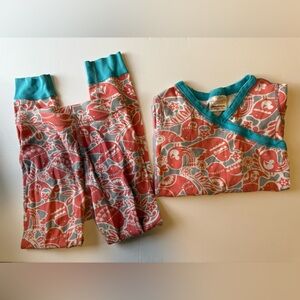 Hanna Andersson Teal and Orange Long Sleeve Pajama Set 6/7